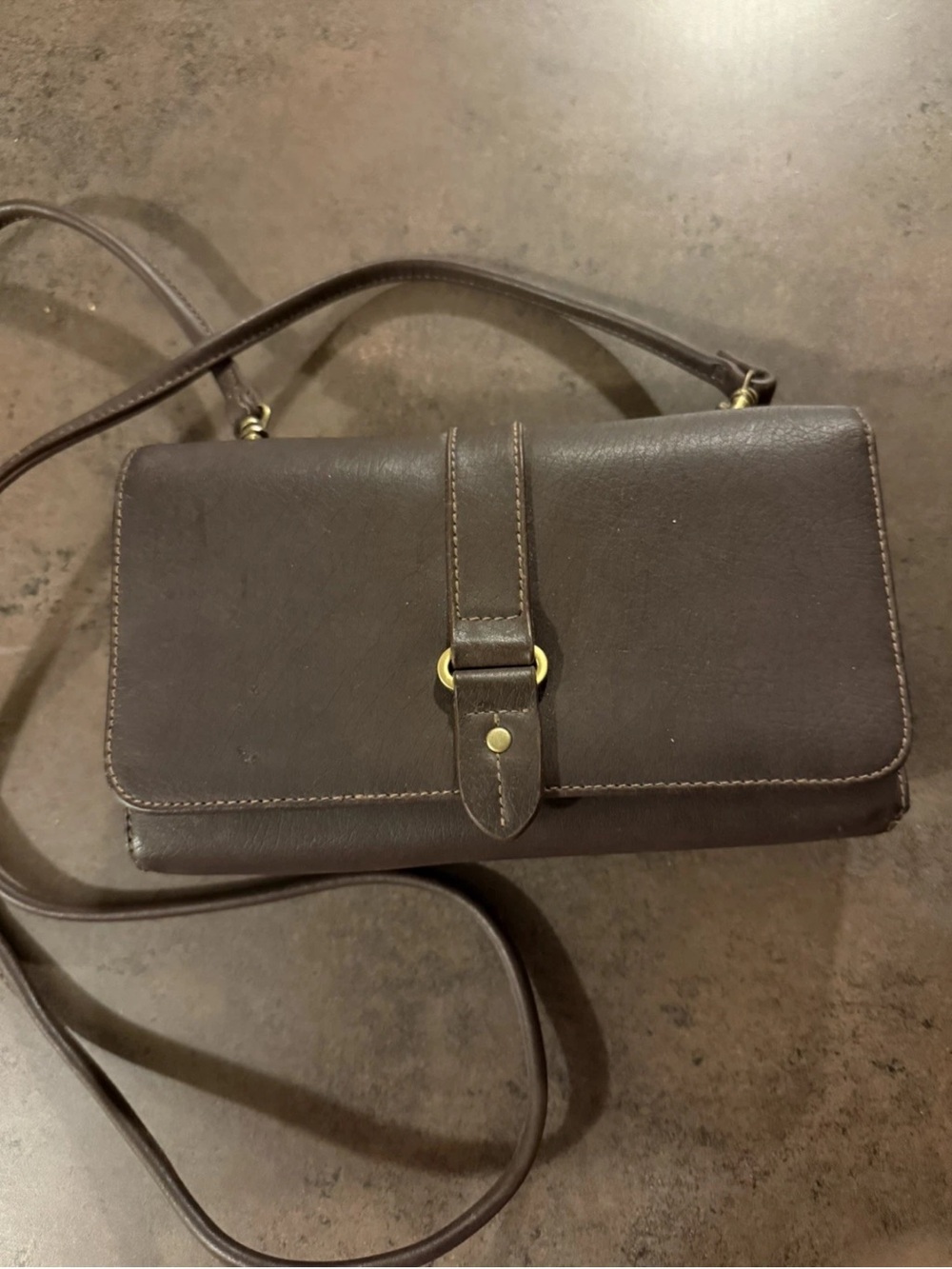 Vintage Amanda Smith Brown Crossbody Wallet On String Bag
